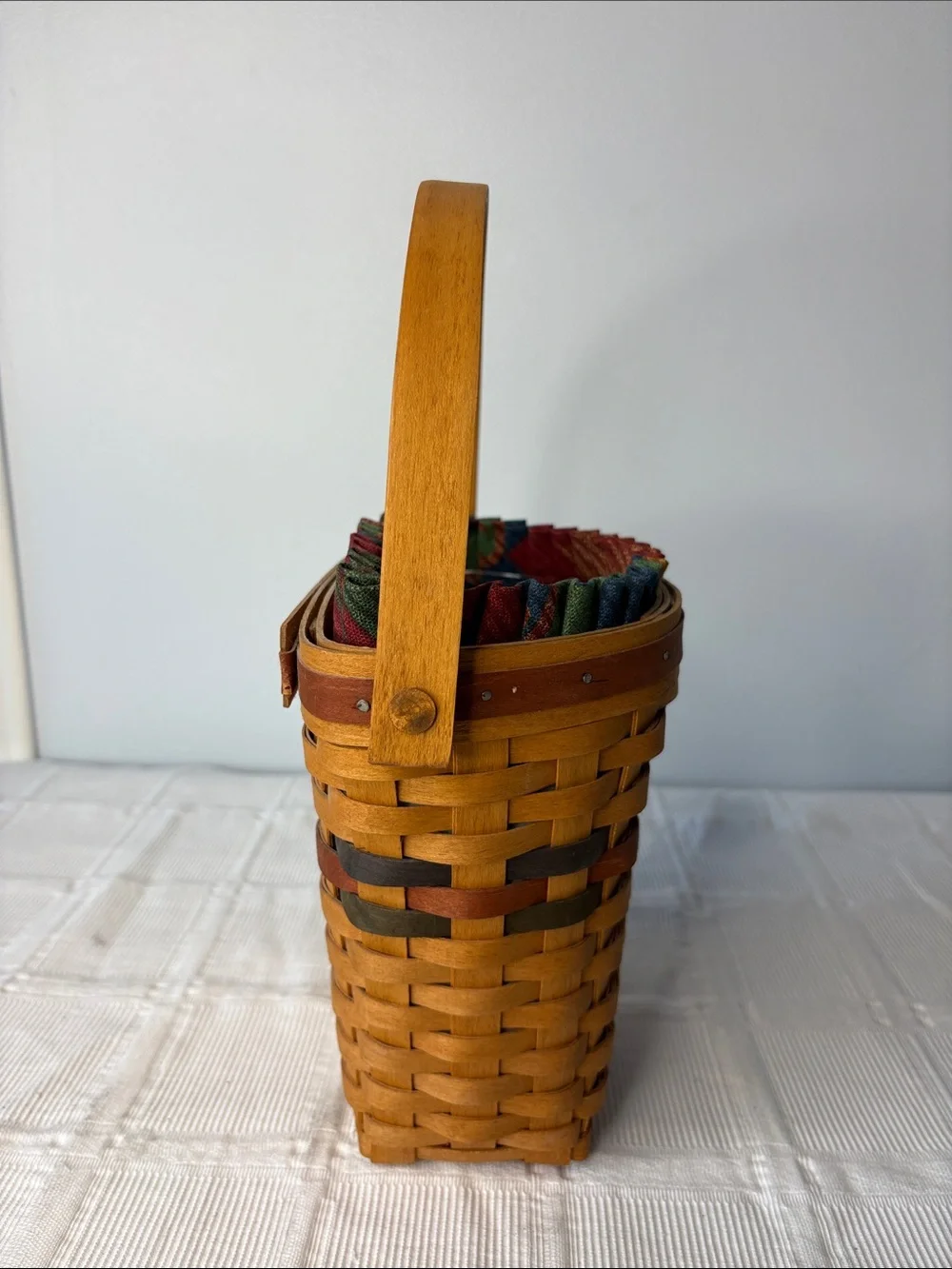 Vintage 1993 Longaberger Shades of Autumn Basket with Multicolor Accent Bands